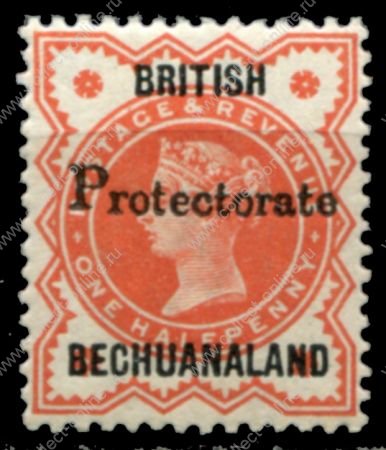 Бечуаналенд 1888 г. • Gb# 40 • ½ d. • королева Виктория (надп. "Protectorete" на надп. на м. Великобритании) • стандарт • MH OG VF ( кат. - £10 )