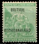 Бечуаналенд 1897 г. • Gb# 58 • ½ d. • надпечатка на марке Мыса Доброй Надежды • стандарт • MH OG VF ( кат.- £ 18 )