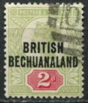 Бечуаналенд 1891-1904 гг. • Gb# 34 • 2 d. • Королева Виктория • надпечатка на марке Великобритании • стандарт • Used VF ( кат.- £ 5 )