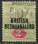 Бечуаналенд 1891-1904 гг. • Gb# 34 • 2 d. • Королева Виктория • надпечатка на марке Великобритании • стандарт • Used VF ( кат.- £ 5 )
