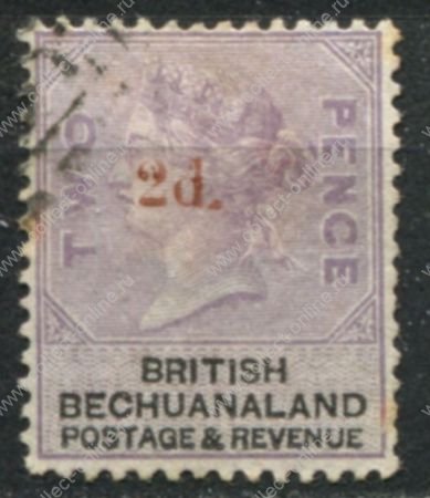 Бечуаналенд 1888 г. • Gb# 23 • 2 на 2 d. • Королева Виктория • надпечатка нов. номинала • стандарт • Used VF ( кат.- £5 )
