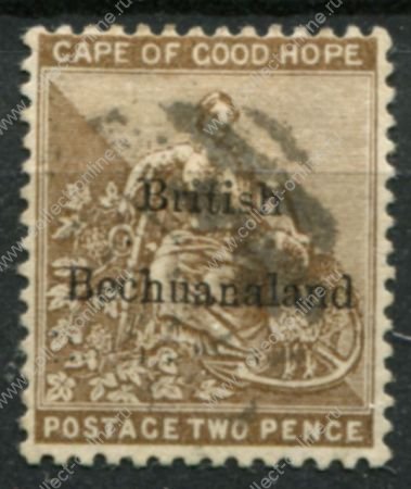 Бечуаналенд 1885-1887 гг. • Gb# 6 • 2 d. • надп. на м. Мыса Доброй Надежды (в.з. "якорь") • стандарт • Used VF ( кат.- £ 9 )