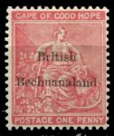 Бечуаналенд 1885-1887 гг. • Gb# 5 • 1 d. • надп. на м. Мыса Доброй Надежды (в.з. "якорь") • стандарт • MH OG VF ( кат.- £23 )