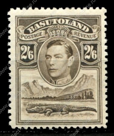 Басутоленд 1938 г. • Gb# 26 • 2s.6d. • Георг VI • основной выпуск • крокодил • MLH OG VF ( кат. - £18 )