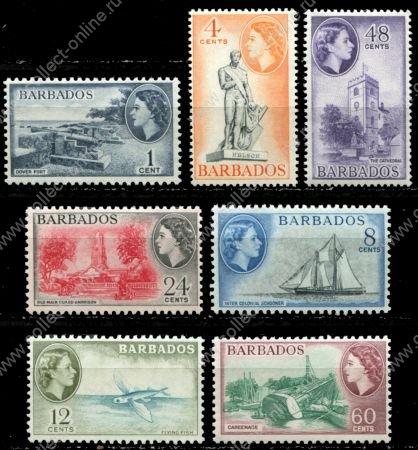 Барбадос 1964-1965 гг. • Gb# 312-8 • 1 - 60 c. • Елизавета II • основной выпуск • 7 марок • MH OG VF ( кат.- £20- )