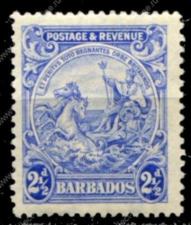 Барбадос 1925-1935 гг. • Gb# 233ab • 2½ d. • выпуск 1932 г. (перф. 13½х12½) • "Правь Британия" • стандарт • MH OG VF ( кат.- £ 16- )