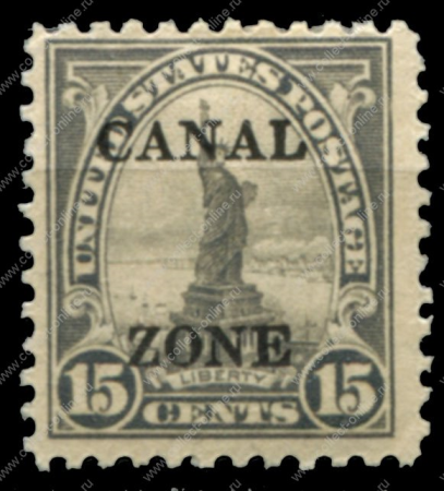 Зона Панамского канала 1925-1928 гг. • SC# 90 • 15 c. • надпечатка на марке США • Статуя Свободы • MH OG VF ( кат. - $7.50 )