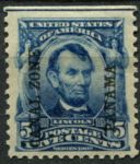 Зона Панамского канала 1904 г. • SC# 6 • 5 c. • надпечатка на марке США • Авраам Линкольн • MNG F-VF ( кат. - $95- )