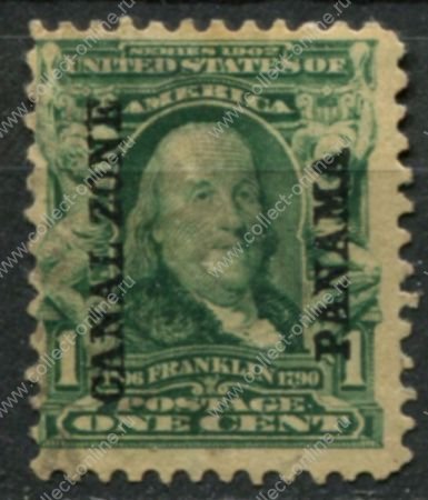 Зона Панамского канала 1904 г. • SC# 4 • 1 c. • надпечатка на марке США • Бенджамин Франклин • Used F-VF ( кат. - $22.5 )