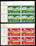Швейцария 1953 г. • Mi# 586-7 • 10 и 20 c. • Альпийская почта • автобус • локальный выпуск • полн. серия • кв. блоки • MNH OG XF+