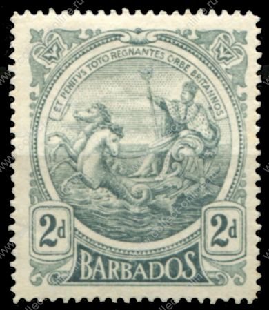 Барбадос 1916-1919 гг. • Gb# 184 • 2 d. • большой размер • "Правь Британия" • стандарт • MLH OG VF ( кат.- £ 11 )