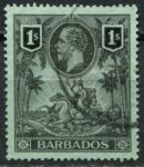 Барбадос 1912-1916 гг. • Gb# 178 • 1 sh. • Георг V • "Правь Британия" • стандарт • MH OG XF ( кат.- £ 23 )
