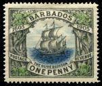 Барбадос 1906 г. • Gb# 152 • 1 d. • 300-летие британской аннексии • парусник • MH OG VF ( кат.- £ 16 )