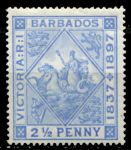 Барбадос 1897-1898 гг. • Gb# 119 • 2½ d. • Юбилей правления(60 лет) королевы Виктории • "Правь Британия" • MH OG VF ( кат.- £12 )