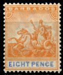 Барбадос 1892-1903 гг. • GB# 112 • 8 d. • "Правь Британия!" • стандарт • MH OG VF ( кат. - £5 )