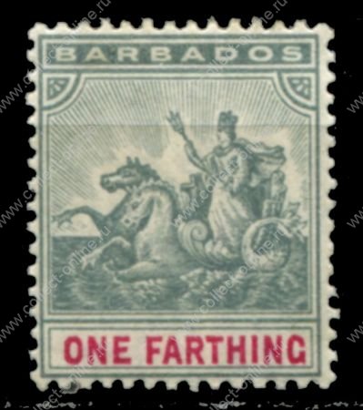 Барбадос 1892-1903 гг. • GB# 105 • ¼ d. • "Правь Британия!" • стандарт • MH OG VF ( кат. - £3 )