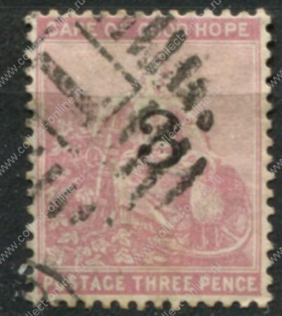 Мыс Доброй Надежды 1880 г. • Gb# 37 • 3 d. • сидящая "Надежда" • надпечатка • стандарт • Used XF