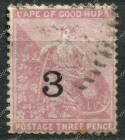 Мыс Доброй Надежды 1880 г. • Gb# 37 • 3 d. • сидящая "Надежда" • надпечатка • стандарт • Used VF