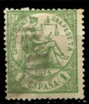 Испания 1874 г. • SC# 208 • 1 p. • "Правосудие" • стандарт • Used VF- ( кат. - $35 )