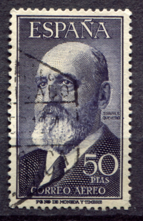 Испания 1955 г. • Mi# 1056(Sc# C146) • 50 pt. • Леонардо Торрес де Кеведо • авиапочта • Used F-VF ( кат. - €2.5 )