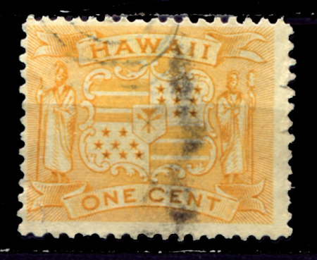 Гаваи 1894 г. • SC# 74 • 1 c. • осн. выпуск • герб • Used F-VF 