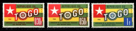 ТОГО 1961г. SC# 386-8 / 30с.-1fr. / MNH OG VF / ООН ФЛАГИ