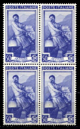 ИТАЛИЯ 1950г. SC# 549 / 50c. / MNH OG VF / кв. блок