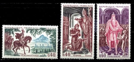 ФРАНЦИЯ 1966г. SC# 1165-7 / 40-60c. / ДРЕВНИЕ СОБЫТИЯ / MNH OG VF / АРХИТЕКТУРА ИСТОРИЯ