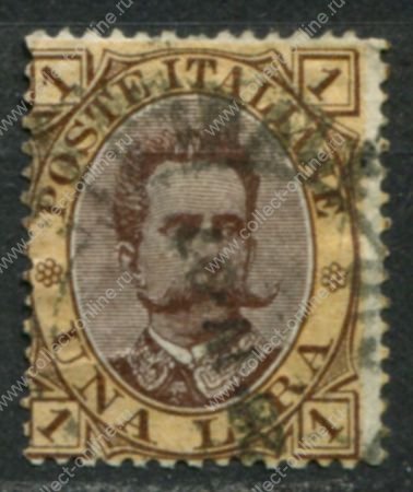 Италия 1889 г. • SC# 56 • 1 L. • король Умберто I • стандарт • Used VF ( кат.- $ 22 )