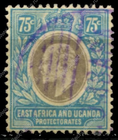 Восточная Африка и Уганда • 1907-1908 гг. • GB# 42 • 75 c. • Эдуард VII • стандарт • Used VF ( кат. - £42 )