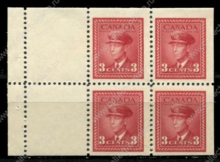 Канада 1942-1943 гг. • Sc# 251a • 3 c. • осн. выпуск • Георг VI • кв. блок(из буклета) • MNH OG VF ( кат. - $6.5 )