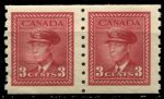 Канада 1942-1943 гг. • Sc# 265 • 3 c. • осн. выпуск • Георг VI • из рулона • пара • MNH OG VF ( кат. - $7 )