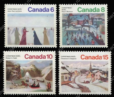 Канада 1974 г. • SC# 650-3 • 6 - 15 c. • Рождество • рождественские сюжеты в живописи • полн. серия • MNH OG VF