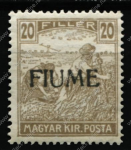 Фиуме 1918 г. • Mi# 14-II • 20 f. • надпечатка(ручная) на м. Венгрии • MH OG VF ( кат. - €200 )