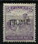 Фиуме 1918 г. • Mi# 13-II • 15 f. • надпечатка(ручная) на м. Венгрии • MH OG VF ( кат. - €30 )