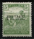 Фиуме 1918 г. • Mi# 10-II • 5 f. • надпечатка(ручная) на м. Венгрии • MH OG F ( кат. - €5 )