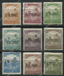 Фиуме 1918 г. • Mi# 8 .. 17 • 2 .. 40 f. • надпечатки(типография) на м. Венгрии • 9 марок • MH OG VF ( кат. - €45 )