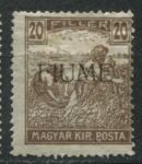 Фиуме 1918 г. • Mi# 14 • 20 f. • надпечатка(типография) на м. Венгрии • MH OG VF