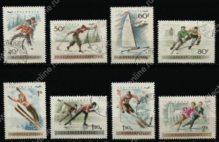 Венгрия 1955 г. • Mi# 1409-16 • 40 f. - 2 ft. • Зимние виды спорта • авиапочта • полн. серия • Used(ФГ) XF ( кат.- € 7 )