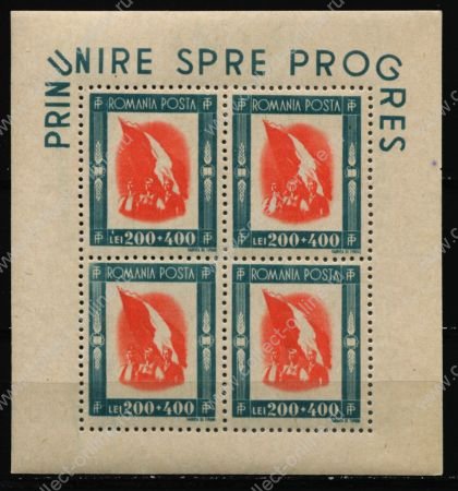 Румыния 1946 г. • Mi# 997 • 200+400 L. • Молодёжная организация • мал. лист •  MNH OG VF ( кат. - €3 )