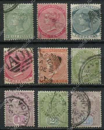 Ямайка 1883-1897 гг. • Gb# 16a .. 29 • ½ .. 4 d. • королева Виктория • 9 марок • стандарт • Used F-VF ( кат. - £12+ )
