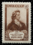 СССР 1955 г. • Сол# 1813 • 40 коп. • Ф. Шиллер (150 лет со дня смерти) • MNH OG VF