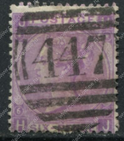 Великобритания 1867-1880 гг. • Gb# 107 pl. 6 • 6 d. • Королева Виктория • стандарт • Used VXF ( кат.- £ 100 )