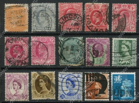 Великобритания и колонии • XIX-XX век • набор 15 разных марок • стандарт • Used F-VF