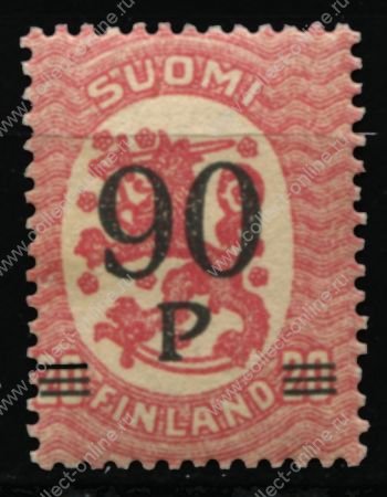 Финляндия 1921 г. • Mi# 109 • 90 на 20 p. • надпечатка нов. номинала • стандарт • MNH OG XF
