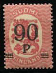 Финляндия 1921 г. • Mi# 109 • 90 на 20 p. • надпечатка нов. номинала • стандарт • MNH OG XF