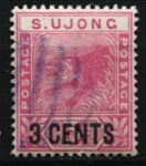 Малайя • Сангей-Юджонг 1894 г. • Gb# 54 • 3 на 5 c. • Надпечатка нов. номинала • тигр • стандарт • Used VF ( кат.- £ 7 )