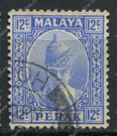 Малайя • Перак 1938-1941 гг. • Gb# 113 • 12 c. • султан Искандар • стандарт • Used VF