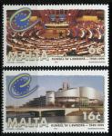 Мальта 1999 г. • SC# 966-7 • 6 и 16 c. • 50-летие Совета Европы • зал заседаний и здание • полн. серия • MNH OG XF