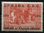 Югославия • Босния и Герцеговина 1918 г. • SC# 1L8 • 45 h. • надпечатка на марке 1910 г. • рынок • MH OG VF